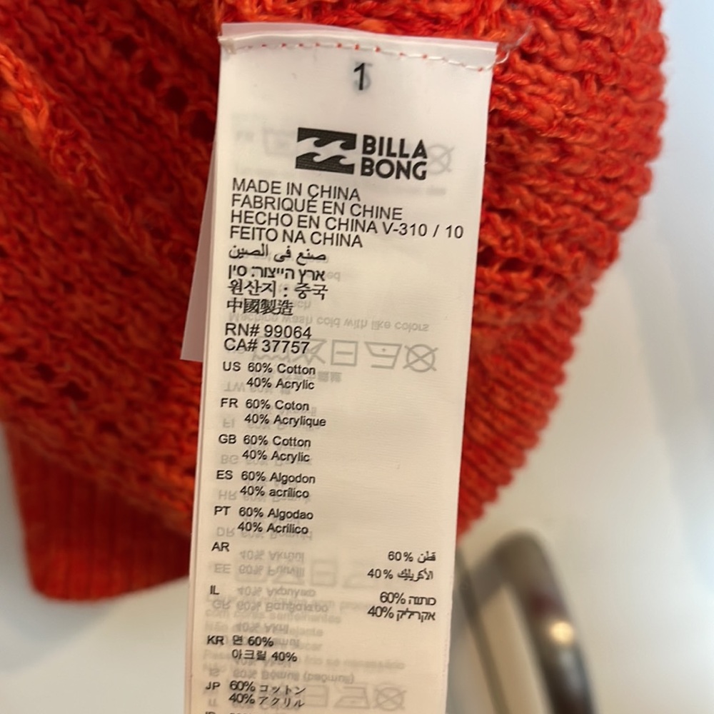 Billabong Rust Color Sweater - Size Small - image 7